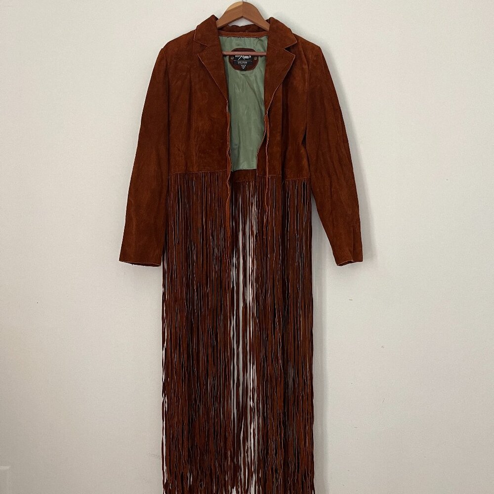 Vintage Suede Brown Long Fringe Jacket